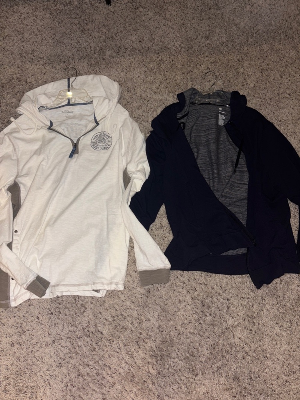 White Hooded Pullover & Navy Zip Hoodie Set